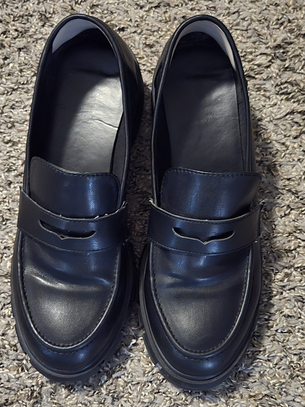 Men's Black Leather Slip-On Penny Loafers